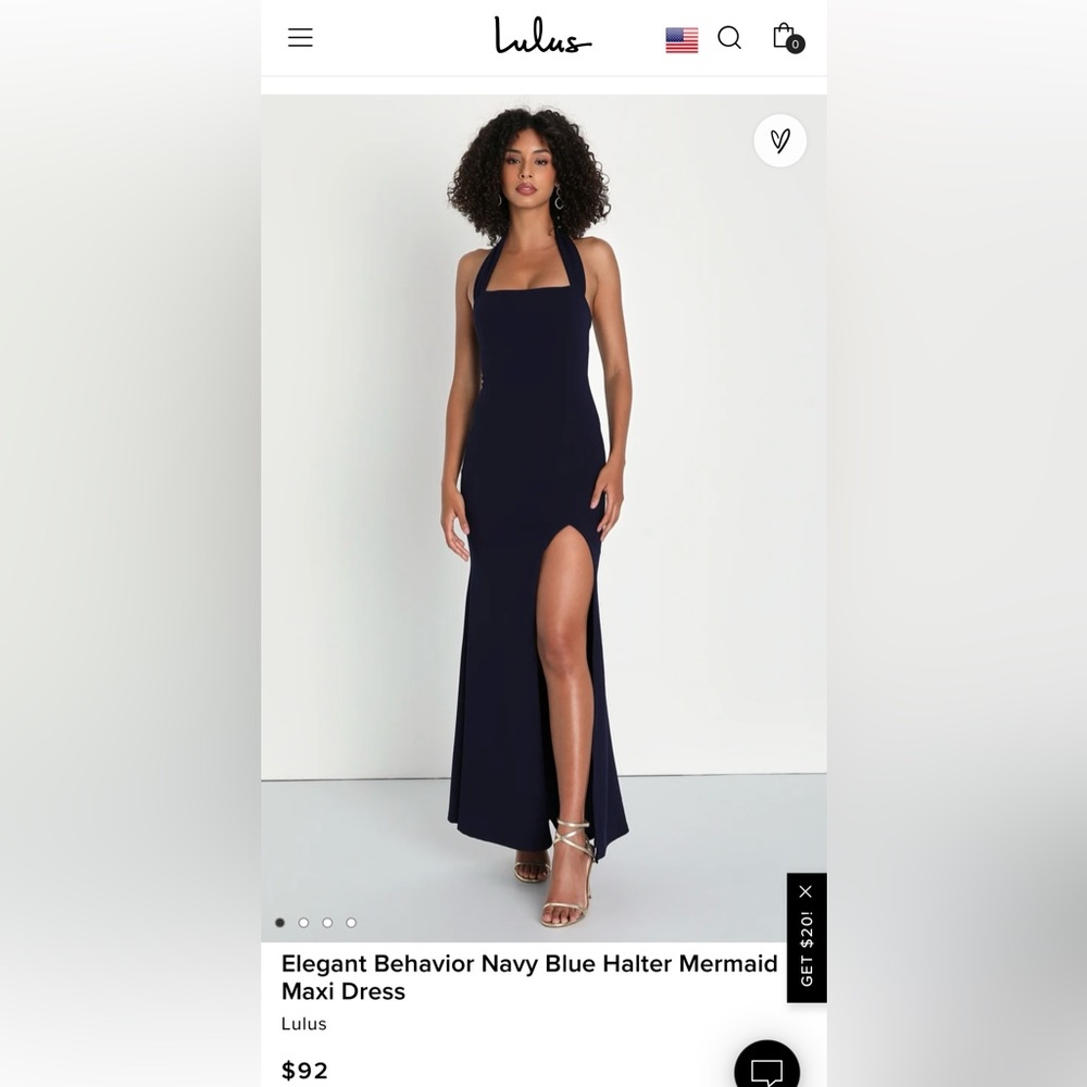Lulu’s Elegant Behavior Navy Blue Halter Mermaid Maxi Dress